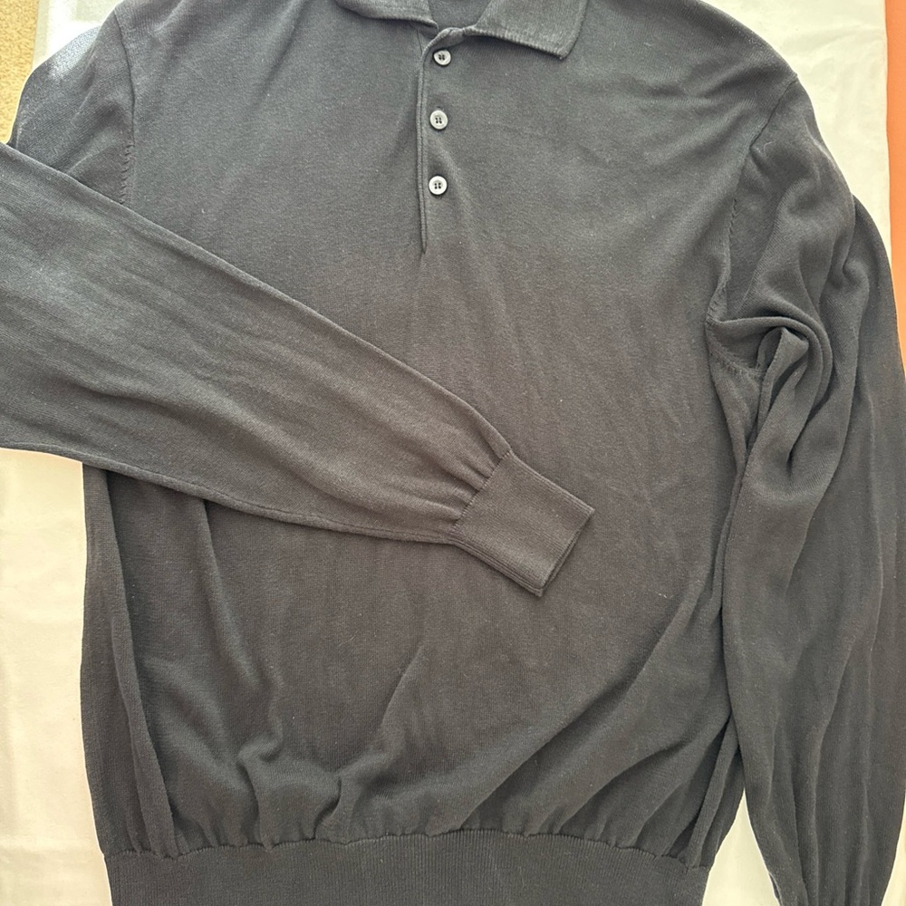 Men's Vintage‎ Tulliano Black Polo Lightweight Sweater